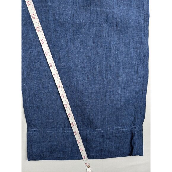 Jones New York Pants Woman Plus Size 16W Blue 100% Linen Cropped Wide Leg - Picture 5 of 9